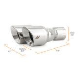 Mishimoto Dual Offset Tips 2.5in Inlet 3in Outlet Slash Cut - Polished - MMEXH-TIP-FSTP