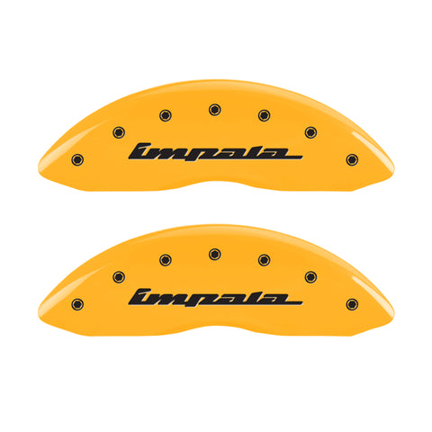 MGP 4 Caliper Covers Engraved Front & Rear Impala Yellow finish black ch - 14006SIMPYL