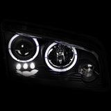ANZO 2006-2010 Dodge Charger Projector Headlights w/ Halo Black - 121381