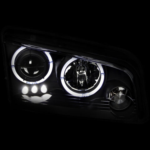 ANZO 2006-2010 Dodge Charger Projector Headlights w/ Halo Black - 121381
