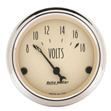 Autometer 2-1/16 inch Electric Voltmeter 18V Antique Beige Gauge - 1891