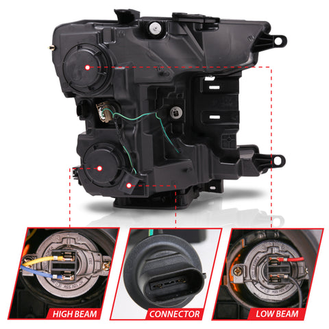 ANZO 18-19 Ford F-150 LED Projector Headlights w/ Plank Style Switchback Black w/ Amber - 111400