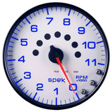 Autometer Spek-Pro Gauge Tachometer 5in 11K Rpm W/Shift Light & Peak Mem White/Black - P23912