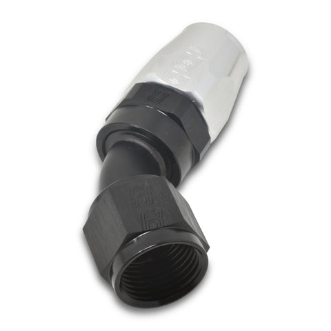 Russell Performance -8 AN Black/Silver 45 Degree Full Flow Hose End - 610103