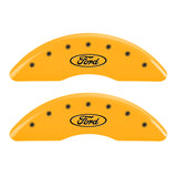 MGP 4 Caliper Covers Engraved Front & Rear Oval logo/Ford Yellow finish black ch - 10235SFRDYL