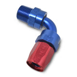 Russell Performance -6 AN Red/Blue 90 Degree Full Flow Swivel Pipe Thread Hose End (With 1/8in NPT) - 612170