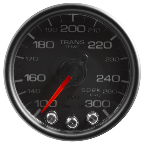 Autometer Spek-Pro Gauge Trans Temp 2 1/16in 300f Stepper Motor W/Peak & Warn Blk/Blk - P34232