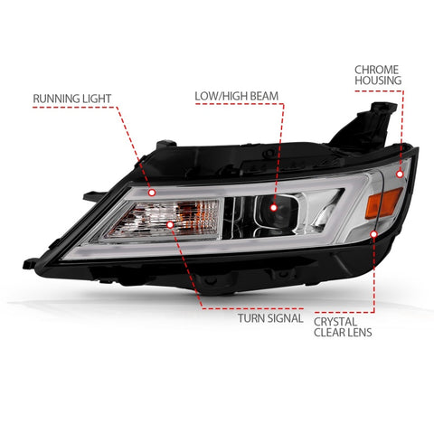 Anzo 14-20 Chevrolet Impala Square Projector LED Bar Headlights w/ Chrome Housing - 121575