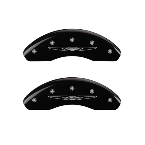 MGP 4 Caliper Covers Engraved Front & Rear Style 2/Chrysler Wing Black finish silver ch - 32022SCW2BK