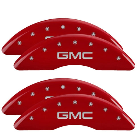MGP 4 Caliper Covers Engraved Front & Rear Style 1/Chrysler Wing Red finish silver ch - 32018SCW1RD