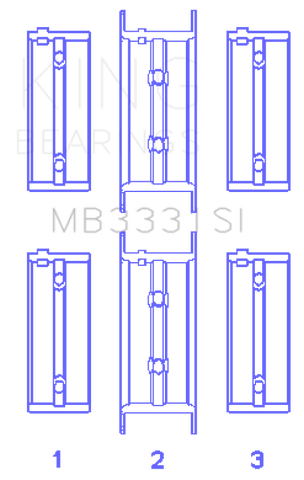 King Engine Bearings Subaru 1300/1600 (Size +0.25mm) Main Bearing Set - MB3331SI0.25