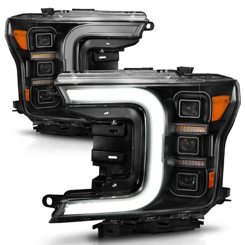 Anzo 18-20 Ford F-150 Full Led Projector Light Bar Headlights Black Amber - 111519