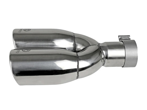 aFe Takeda 304 Stainless Steel Clamp-on Exhaust Tip Polished 2-1/2ininlet x 3-1/2in Outlet X 12in L - 49T25374-P121