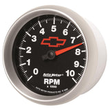 AutoMeter Gauge Tachometer 3-3/8in. 10K RPM In-Dash Chevy Red Bowtie Black - 3697-00406