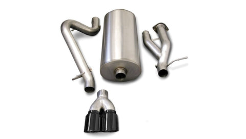 Corsa 03-06 Hummer H2 6.0L V8 Black Sport 3in Single Rear Twin 4in Tips Cat-Back Exhaust - 14216BLK