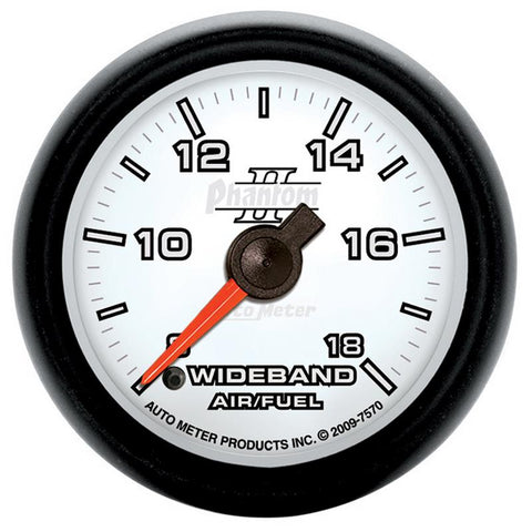 Autometer Phantom II 52mm Full Sweep Electronic 8:1-18:1 AFR Wideband Air/Fuel Ratio Analog Gauge - 7570