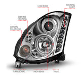 ANZO 2003-2007 Infiniti G35 Projector Headlights w/ Halo Chrome (CCFL) (HID Compatible) - 121364