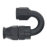 DeatschWerks 6AN Female Swivel 180-Degree Hose End PTFE (Incl Olive Insert) - Anodized Matte Black - 6-02-0853-B
