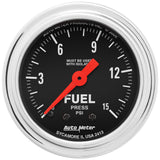 AutoMeter Gauge Fuel Pressure 2-1/16in. 15PSI Mech. W/Isolator Traditional Chrome - 2413