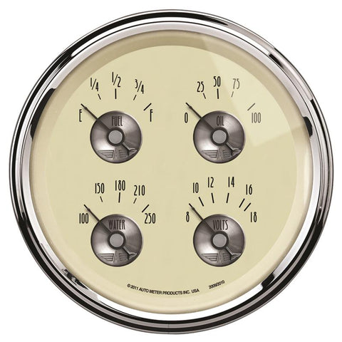AutoMeter Gauge Quad 5in. 240 Ohm(e) to 33 Ohm(f) Elec Prestige Antique. Ivory - 2010