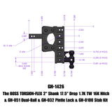 Gen-Y The Boss Torsion-Flex 2in Shank 17.5in Drop 16K Hitch w/GH-051 Dual-Ball/Pintle Lock/Stab Kit - GH-1426