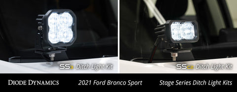 Diode Dynamics 2021 Ford Bronco Sport Stage Series 2in LED Ditch Light Kit- White Combo - DD7142