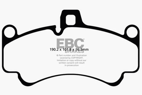 EBC 01-03 Porsche 911 (996) (Cast Iron Rotor only) 3.6 Twin Turbo GT2 Yellowstuff Front Brake Pads - DP41516R