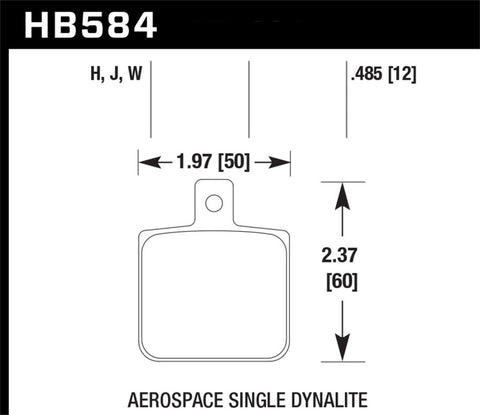 Hawk Aerospace Single Dynalite 12mm Thickness HPS Street Brake Pads - HB584F.485