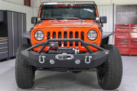 Fishbone Offroad 07-18 Jeep Wrangler JK Full Width Front Winch Bumper - Black Powdercoat - FB22068