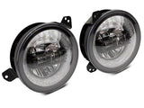 Raxiom 18-22 Jeep Wrangler JL/JT Axial 9-Inch LED Headlights w/RGB Halo- Blk Housing (Clear Lens) - J142668