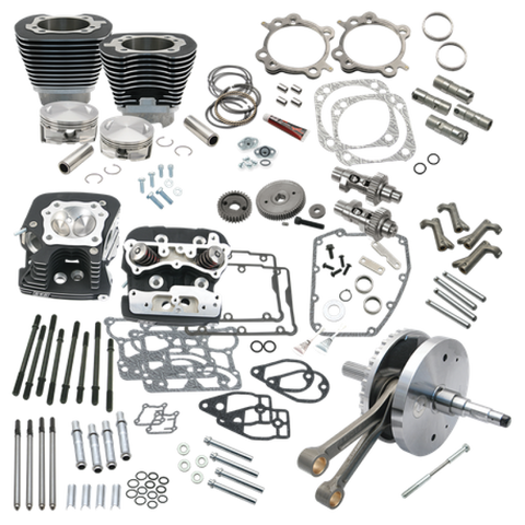 S&S Cycle 07-17 BT 124in Hot Set Up Kit - Wrinkle Black - 900-0568
