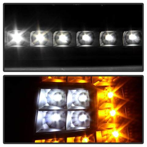 xTune Ford F150 97-03 Crystal Headlights w/ Clear LED Corners Black HD-ON-FF15097-LED-SET-BK - 5014184