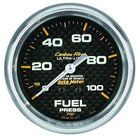 Autometer Carbon Fiber 66.7mm 100 PSI Mechanical Oil Pressure Gauge - 4812