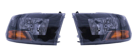 Raxiom 09-18 Dodge RAM 1500/2500/3500 Euro Style Headlights w/ Single Bulb- Blk Housing (Clear Lens) - R118017