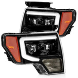 AlphaRex 09-14 Ford F-150 LUXX LED Proj Headlights Plank Style Jet Blk w/Activ Light/Seq Signal/DRL - 880177