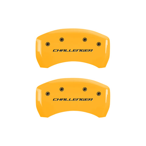 MGP 4 Caliper Covers Engraved Front & Rear Block/Challenger Yellow finish black ch - 12162SCLBYL