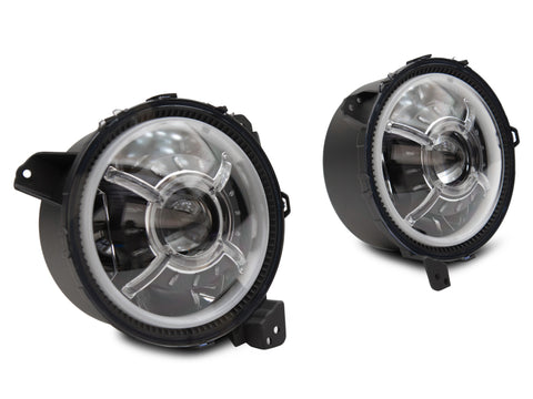 Raxiom 18-22 Jeep Wrangler JL/ JT 9-Inch LED Headlights w/ DRL and Halo- Black Housing (Clear Lens) - J137646