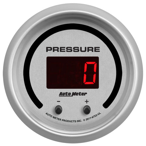 Autometer 52.4mm Silver Switchable 0-1600 PSI/0-110 BAR Fluid Pressure UltraLite Elite Digital Gauge - 6752-UL