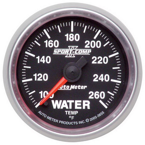 Autometer Sport-Comp II 52.4mm 100-260 Deg. F Water Temperature Gauge - 3655