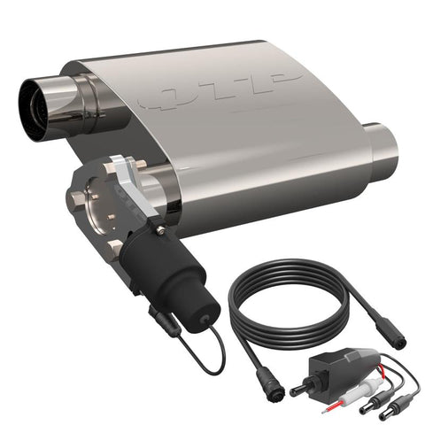 QTP 2.5in Weld-On 304SS Screamer Muffler Short Case w/Bolt-On QTEC Electric Cutout - 13252C
