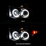ANZO 2002-2005 Dodge Ram 1500 Projector Headlights w/ Halo Black Clear Amber - 111490