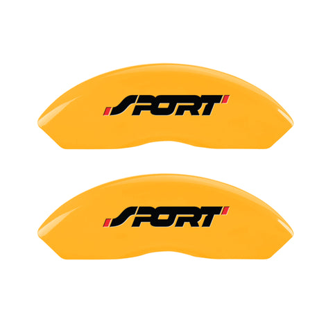 MGP 4 Caliper Covers Engraved Front & Rear No bolts/Sport Yellow finish black ch - 10119SSP1YL