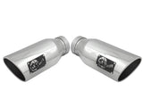 aFe Large Bore-HD 4in 409 Stainless Steel DPF-Back Exhaust w/Polished Tips 15-16 Ford Diesel Truck - 49-43122-P