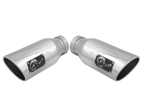 aFe Large Bore-HD 4in 409 Stainless Steel DPF-Back Exhaust w/Polished Tips 15-16 Ford Diesel Truck - 49-43122-P