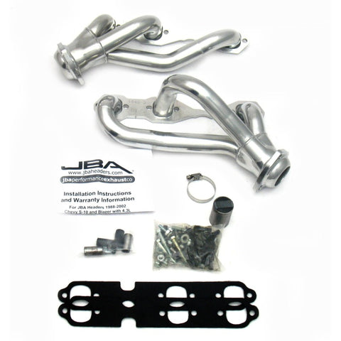 JBA 88-95 & 02-03 GM S-Truck 4.3L V6 4WD 1-1/2in Primary Silver Ctd Cat4Ward Header - 1840S-3JS