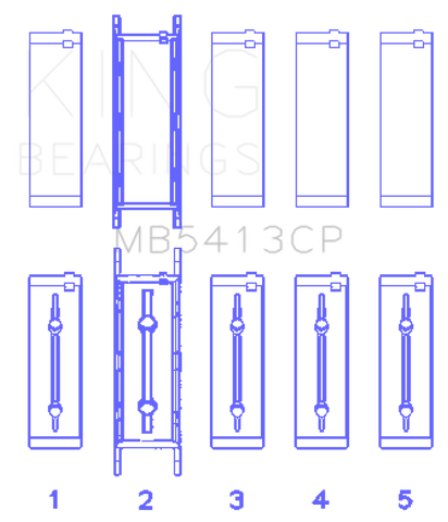 King Opel LNF/LSJ/L42/61/Z22SE Crankshaft Main Bearing Set (Set of 5) - MB5413CP