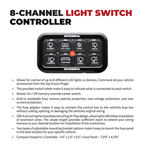 Go Rhino Xplor 8 Channel Switch Controller - Blk - 758CHSCW
