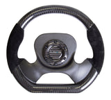 NRG Carbon Fiber Steering Wheel (320mm) CF Center Plate & Two-Tone Carbon w/Suede Trim Handles - ST-X10CF-S