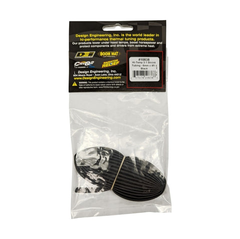 DEI Hi-Temp Shrink Tube 6mm x 4ft - Black - 10838