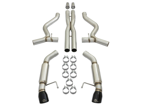 aFe MACHForce XP 3in 304 SS Sport Tone Cat-Back w/ Black Tips 15-17 Ford Mustang V6-3.7L/V8-5.0L - 49-33088-B
